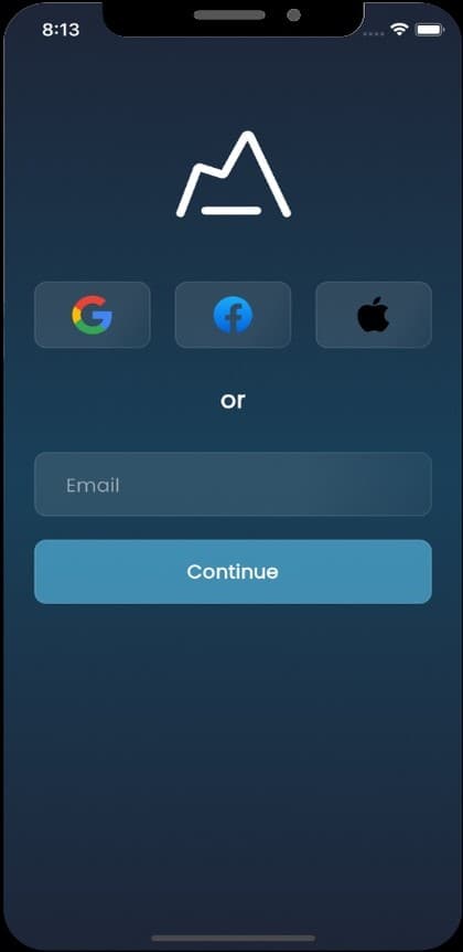 Mauna app: sign in with Google, Facebook, Apple or email