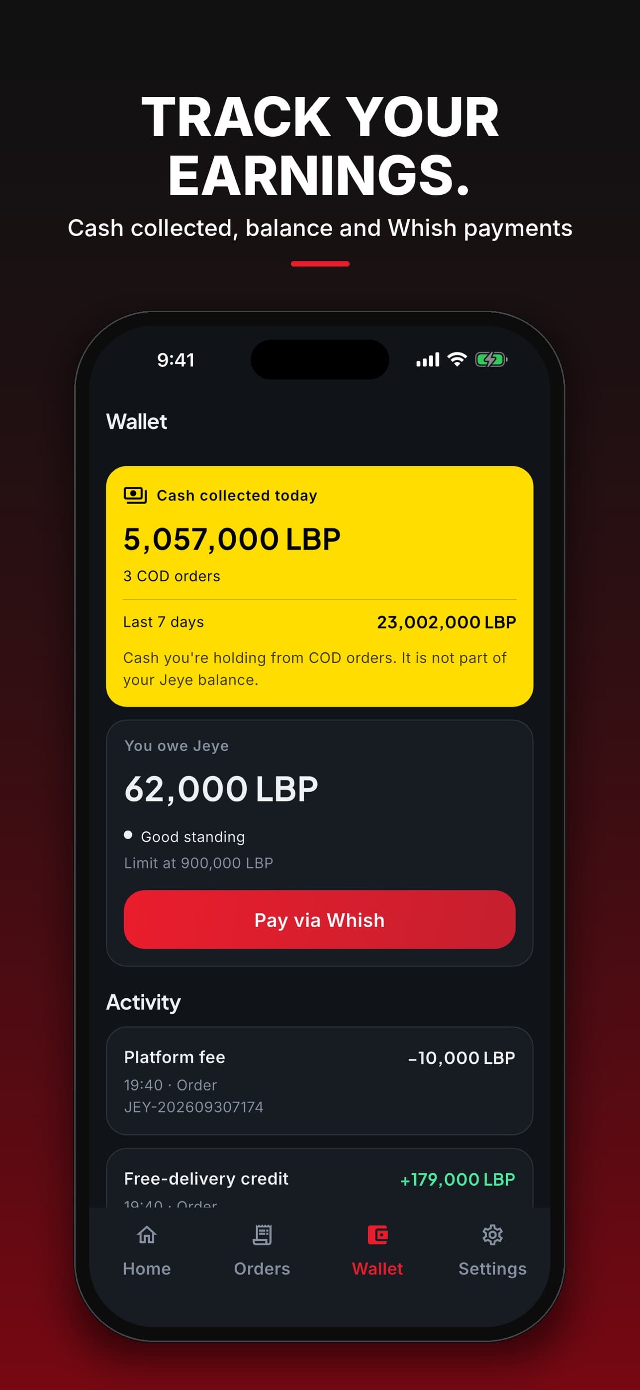Jeye driver app: track your earnings